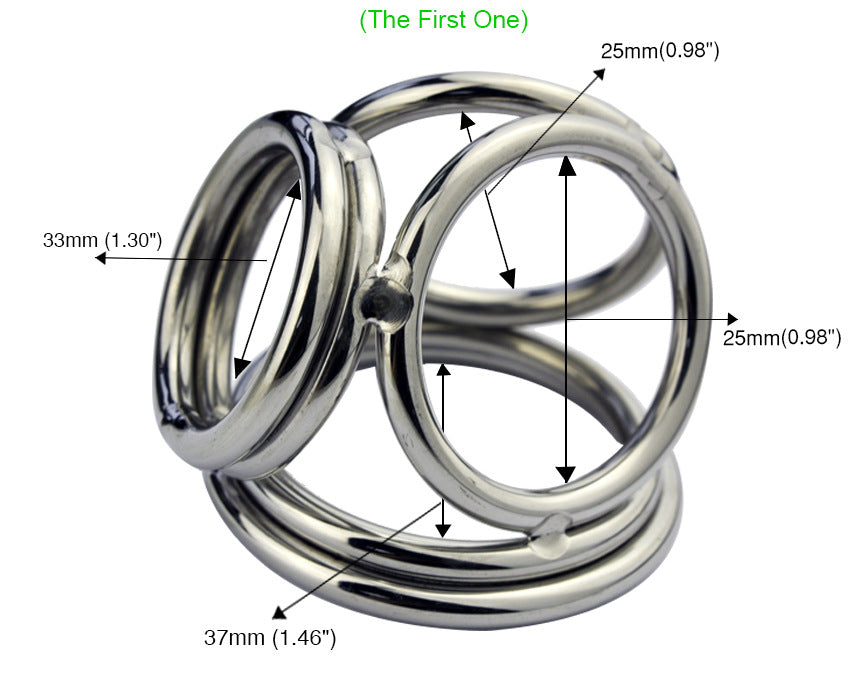 Stainless Steel Small Flat Balls Chastity Cage Testicle Restraints Cock Ring Cage