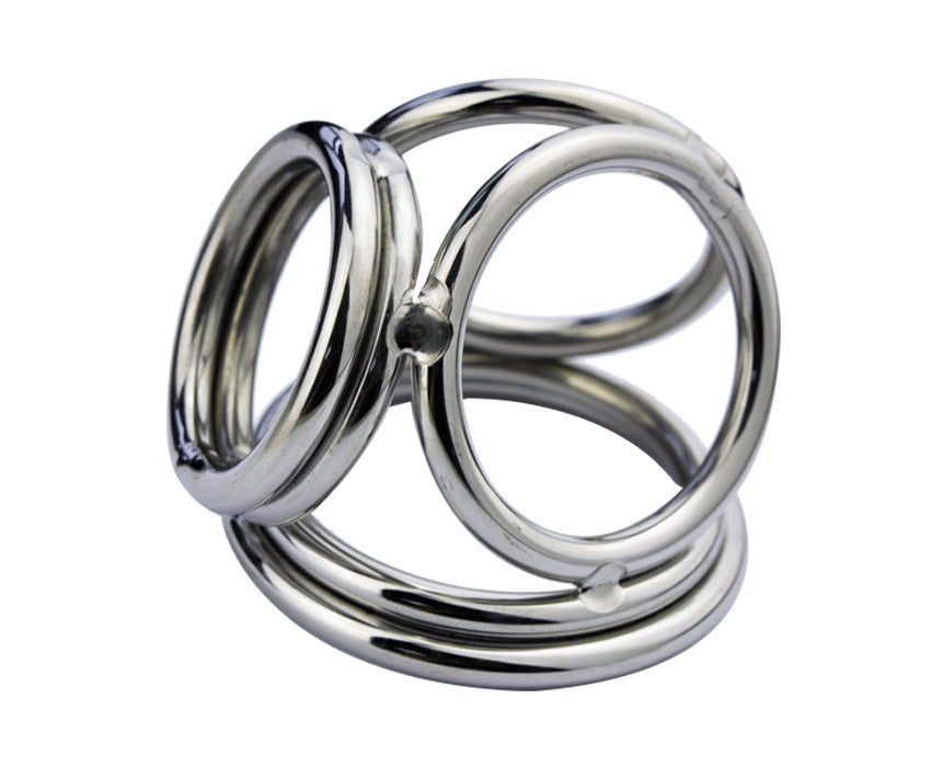 Stainless Steel Small Flat Balls Chastity Cage Testicle Restraints Cock Ring Cage