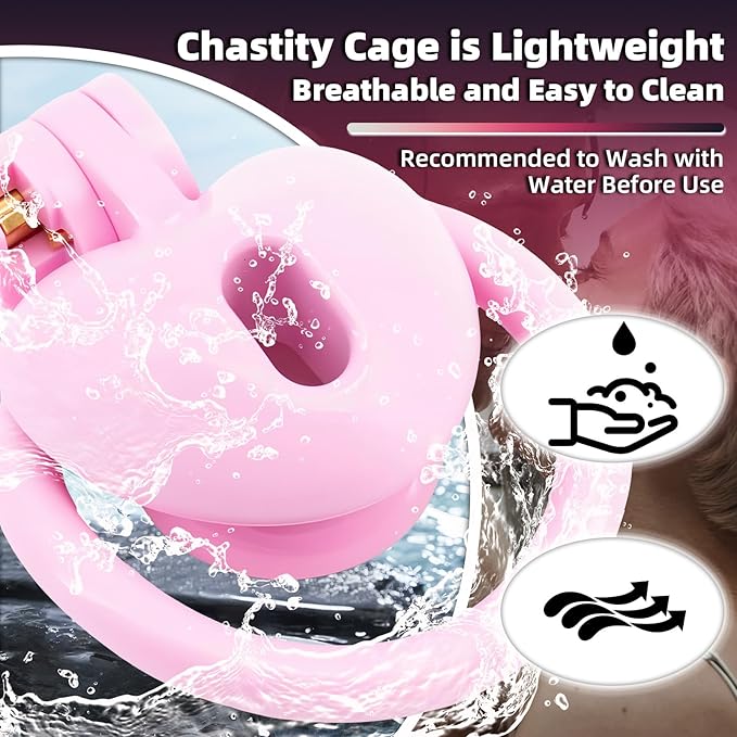Heart-Shaped Chastity Cage Lock Set with Urine Holder and 4 Curved Rings,Negative Sissy Cock Cages in 2 Sizes Short/Long SM Bondage Fetish Sex Toys for Mens (Black,Short)