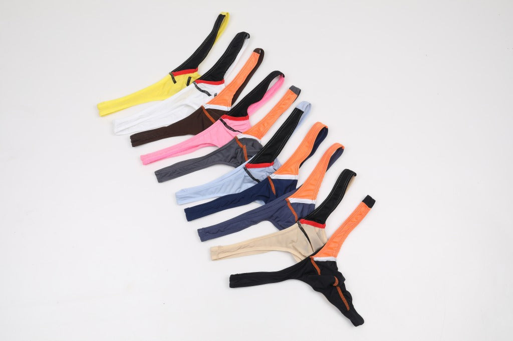 Men's Sexy Ultra-Thin Color-Matching Underwear Low-Rise Thong