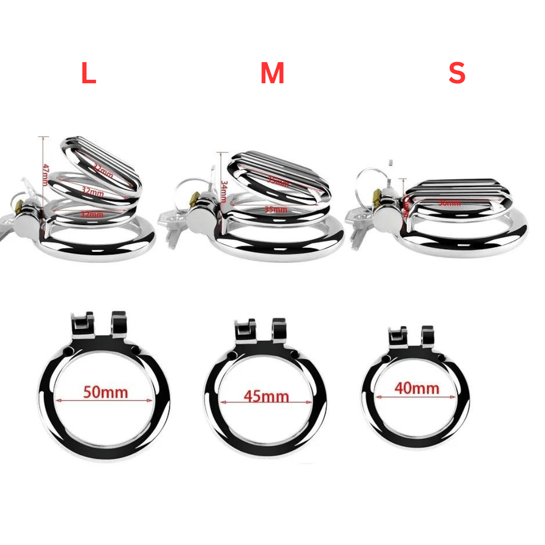 Stainless Steel Flat Chastity Cage Set Small Cock Cage For Men - 3 Sizes