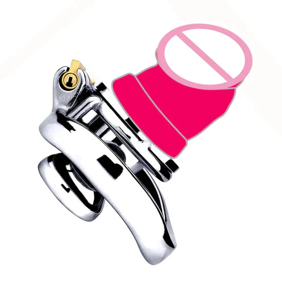 Flat Inverted Chastity Cage with Medium Dildo