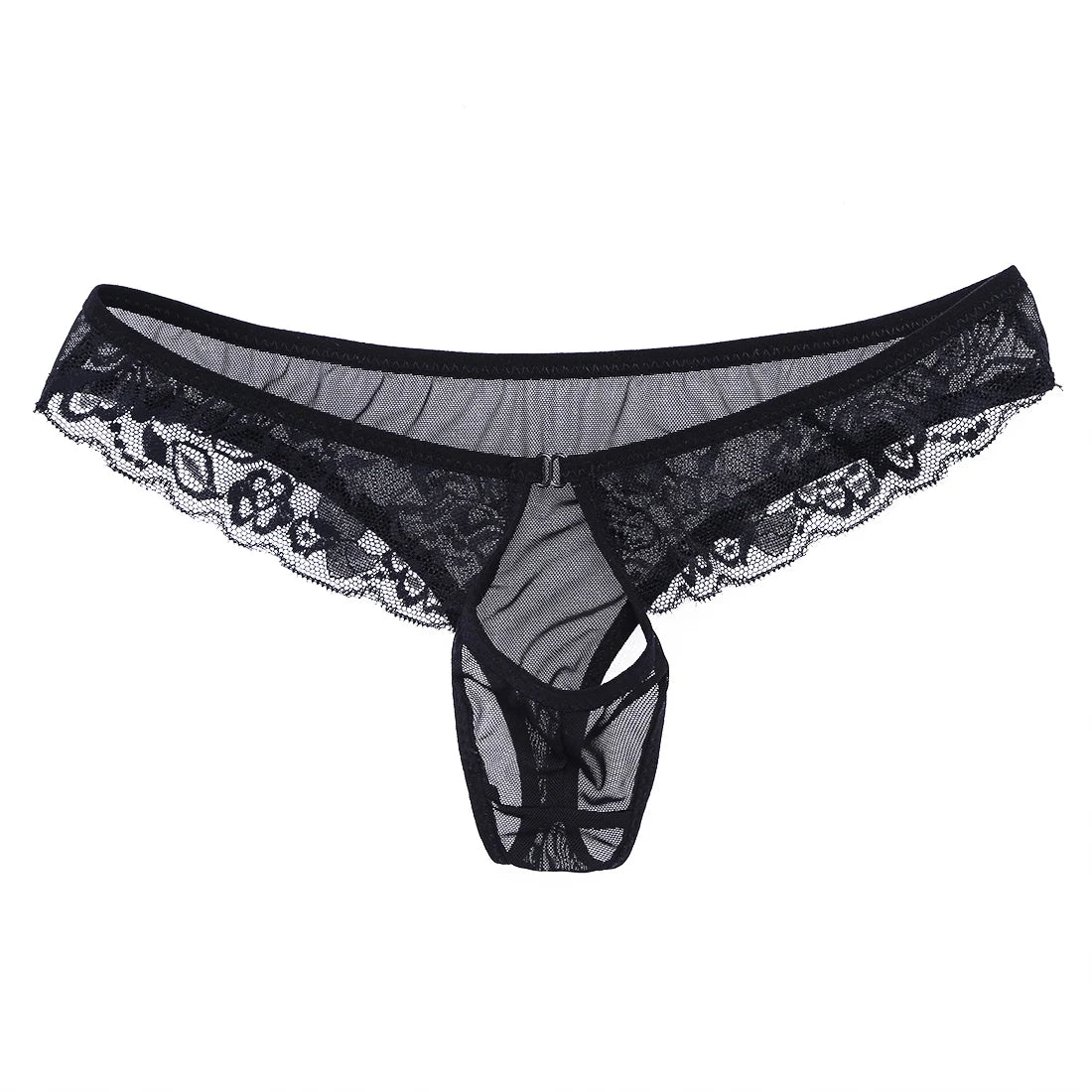 Mens Lace See-Through Panties Sissy Transparent Mesh Crotchless Briefs