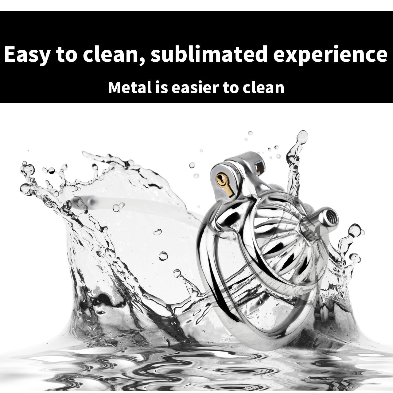 Compact Stainless Steel Male Flat Chastity Cage with Catheter - Secure Locking Cock Cage & Ring - Discreet Men's Intimate Toy & Belt