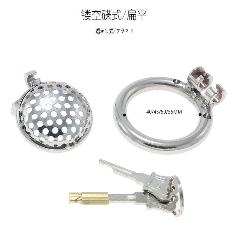 Male Metal Chastity cage Flat Breathable Round Hole Chastity Device Sissy Sex Toys BDSM
