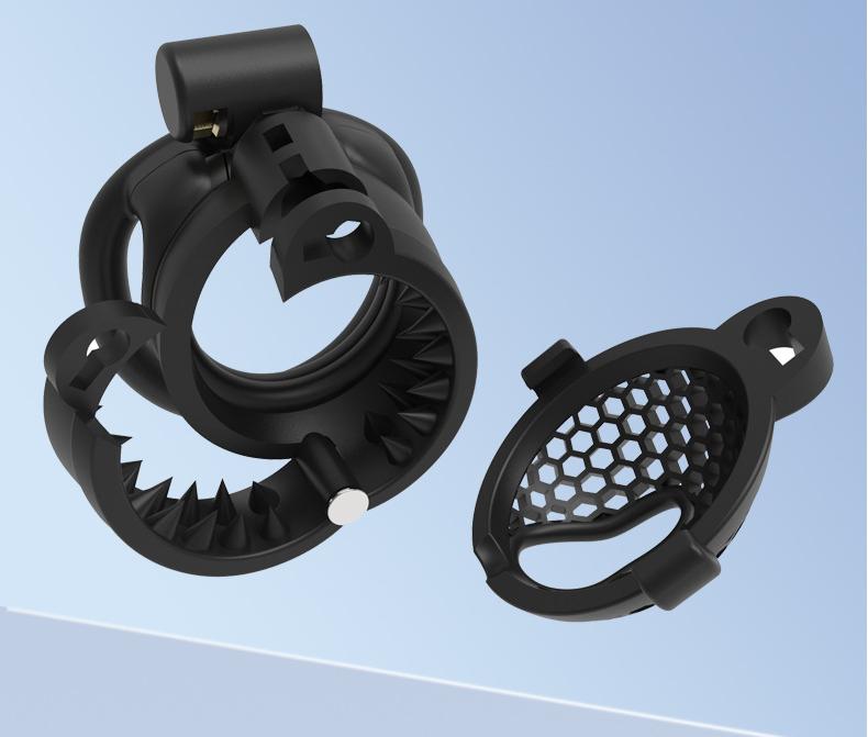 Wolf tooth honeycomb 3D chastity lock CB lock with thorn lock lightweight breathable transvestite outing dual-use lock ring SM abuse adult