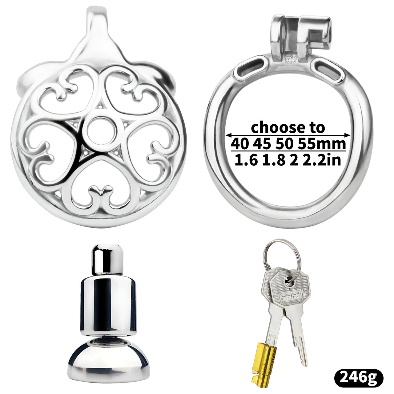 Sexy cross-dressing peach heart base is hollow and breathable inverted chastity cage