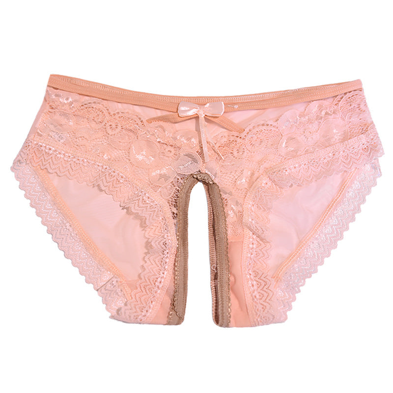 Mens Sissy Ruffled Lace Crotchless and Open Butt Panties