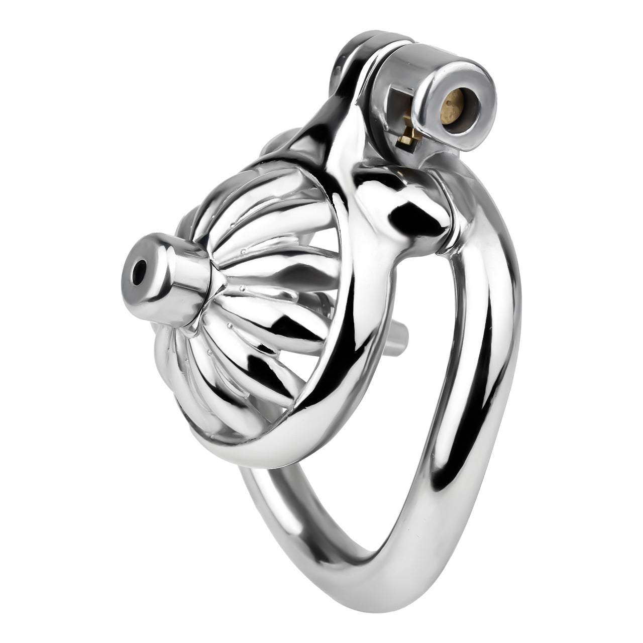Compact Stainless Steel Male Flat Chastity Cage with Catheter - Secure Locking Cock Cage & Ring - Discreet Men's Intimate Toy & Belt