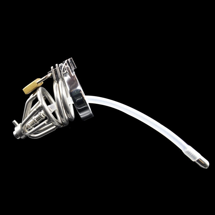 Prisoner genuine stainless steel chastity device for men with metal belt silicone catheter chastity lock belt anti-slip ring