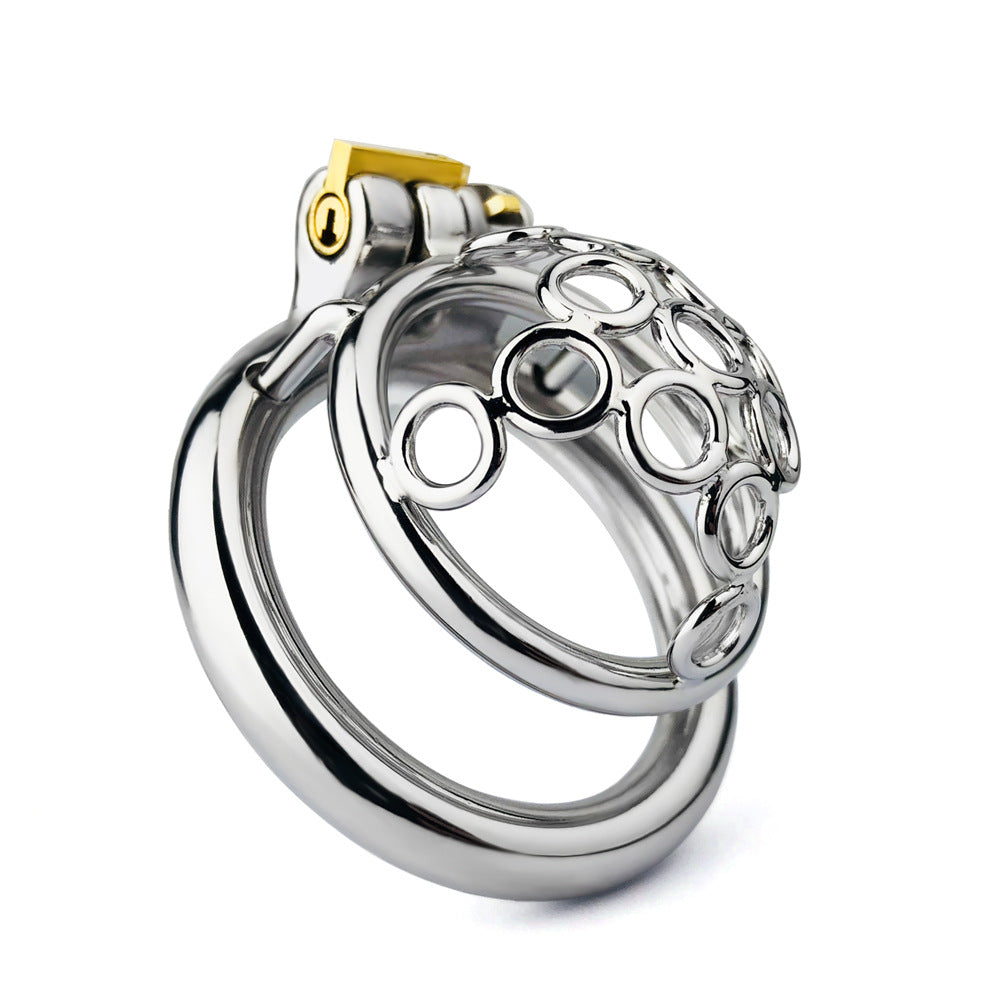 Compact Escape-Proof Stainless Steel Male Chastity Cage - Secure Penis Lock & Cock Ring - Discreet Adult Toy for Men