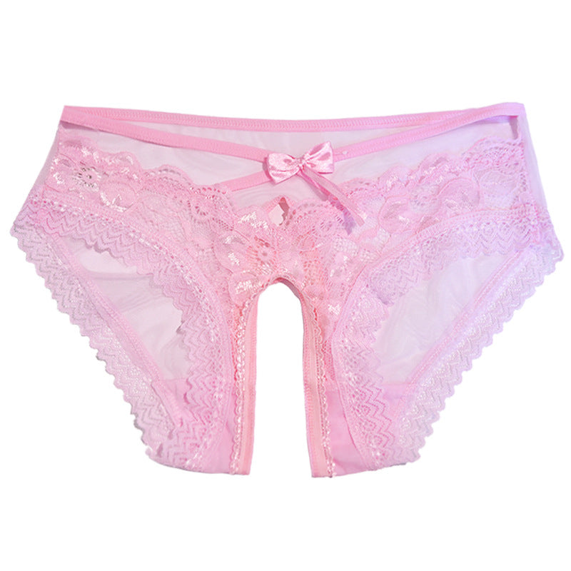 Mens Sissy Ruffled Lace Crotchless and Open Butt Panties