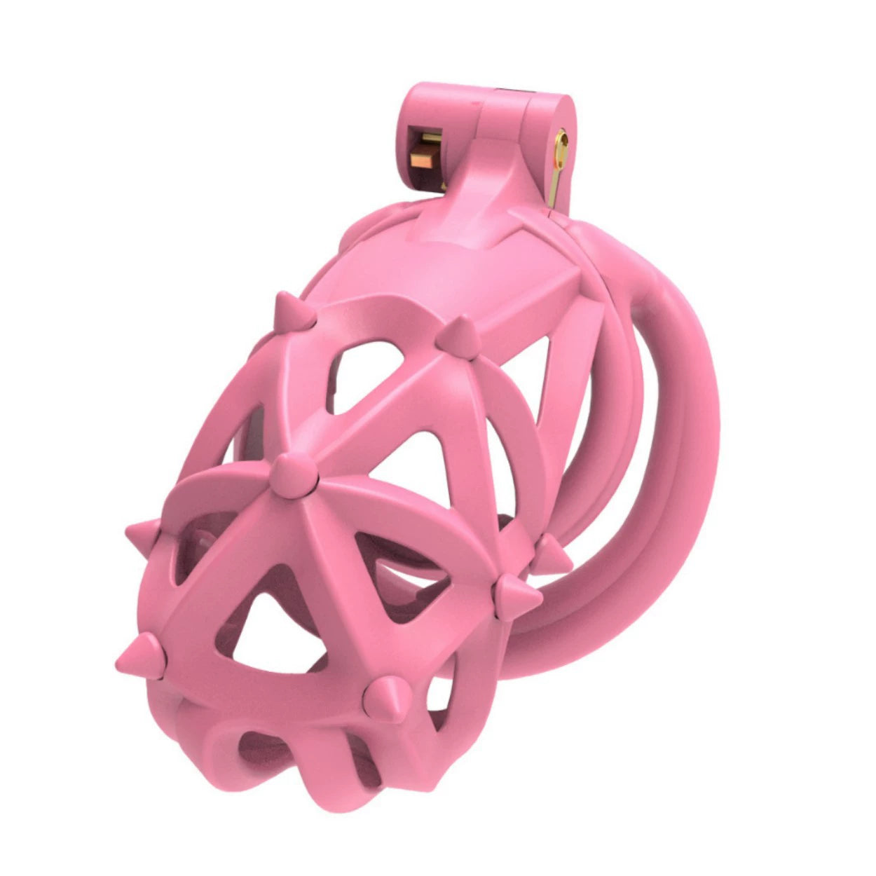 Pink diamond thorn cage double-head soft thorn chastity lock breathable CB lock male light chastity device