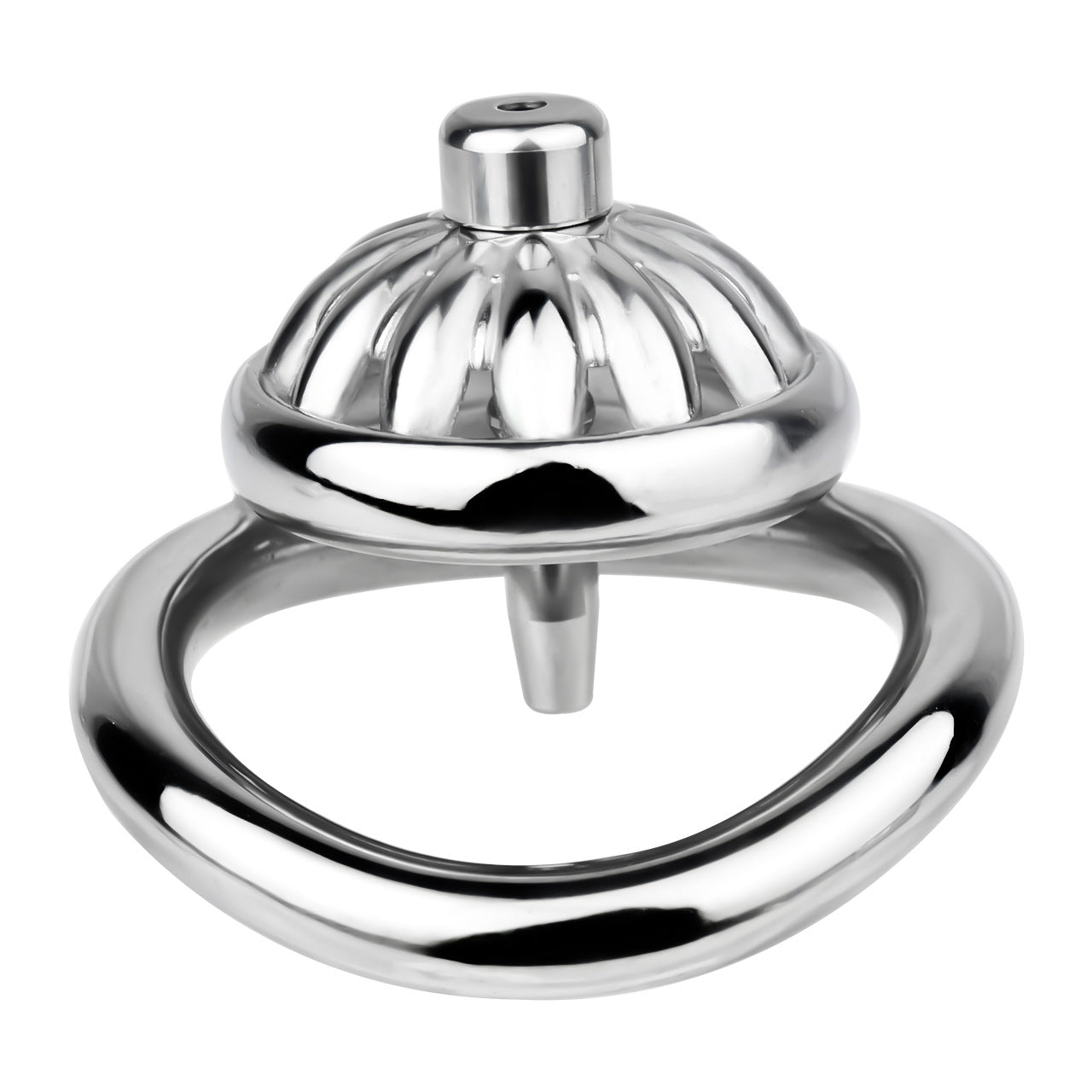 Compact Stainless Steel Male Flat Chastity Cage with Catheter - Secure Locking Cock Cage & Ring - Discreet Men's Intimate Toy & Belt