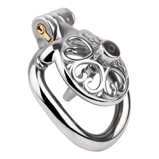 Sexy cross-dressing peach heart base is hollow and breathable inverted chastity cage