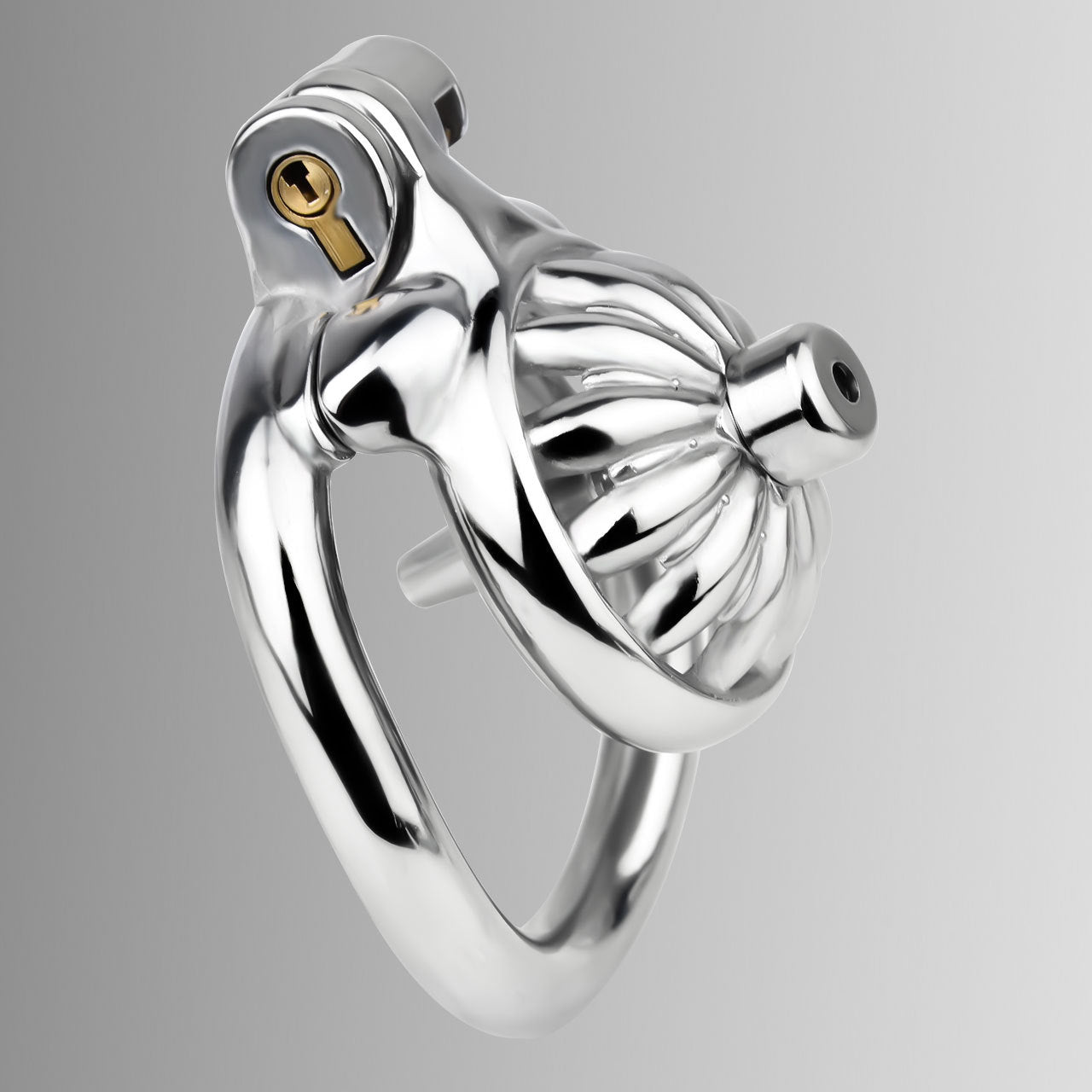 Compact Stainless Steel Male Flat Chastity Cage with Catheter - Secure Locking Cock Cage & Ring - Discreet Men's Intimate Toy & Belt