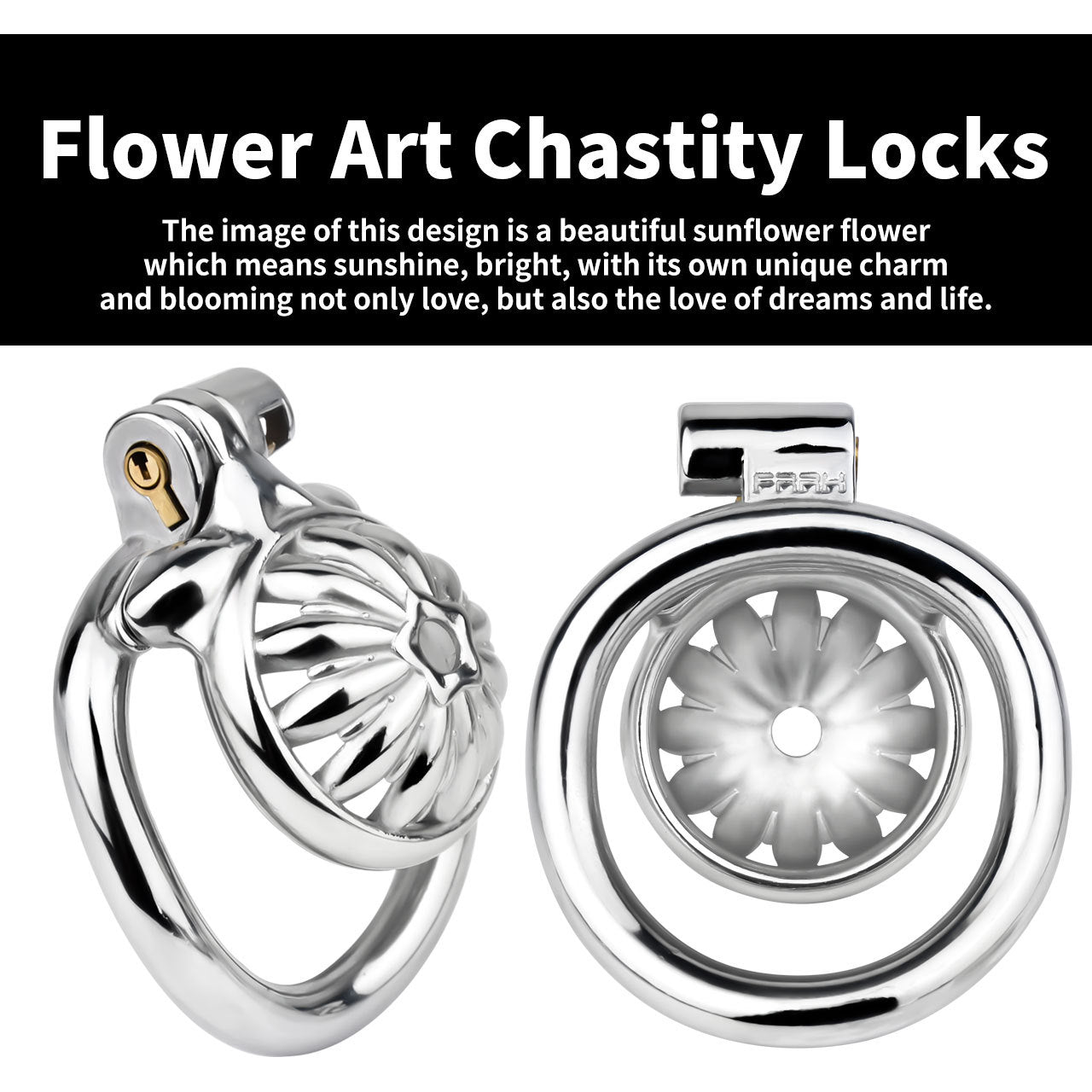 Compact Stainless Steel Male Flat Chastity Cage with Catheter - Secure Locking Cock Cage & Ring - Discreet Men's Intimate Toy & Belt