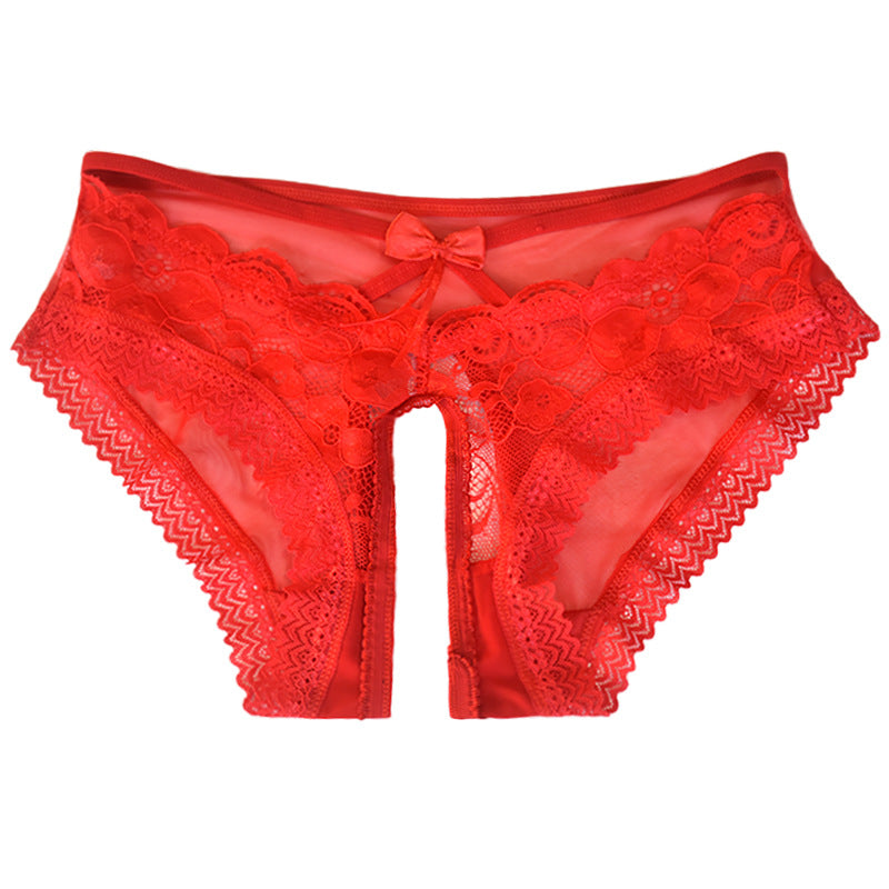 Mens Sissy Ruffled Lace Crotchless and Open Butt Panties