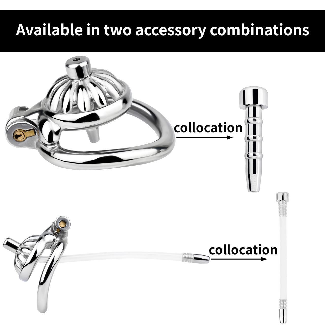 Compact Stainless Steel Male Flat Chastity Cage with Catheter - Secure Locking Cock Cage & Ring - Discreet Men's Intimate Toy & Belt
