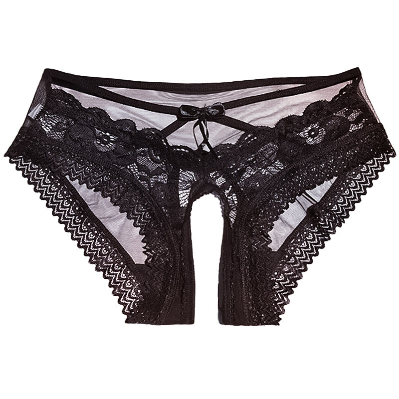 Mens Sissy Ruffled Lace Crotchless and Open Butt Panties