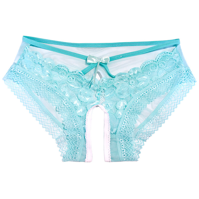 Mens Sissy Ruffled Lace Crotchless and Open Butt Panties