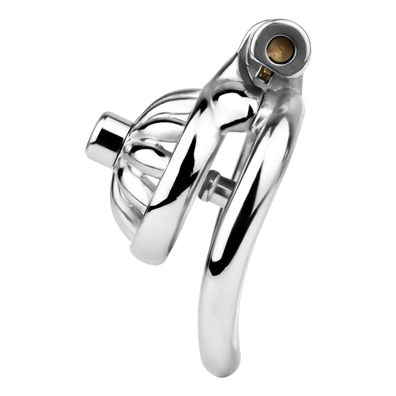 Compact Stainless Steel Male Flat Chastity Cage with Catheter - Secure Locking Cock Cage & Ring - Discreet Men's Intimate Toy & Belt