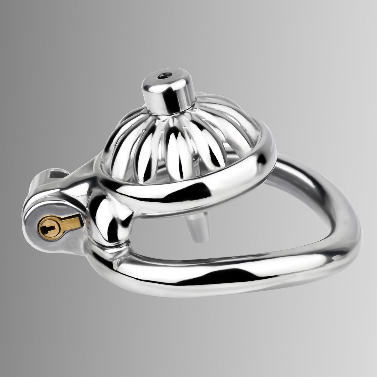 Compact Stainless Steel Male Flat Chastity Cage with Catheter - Secure Locking Cock Cage & Ring - Discreet Men's Intimate Toy & Belt