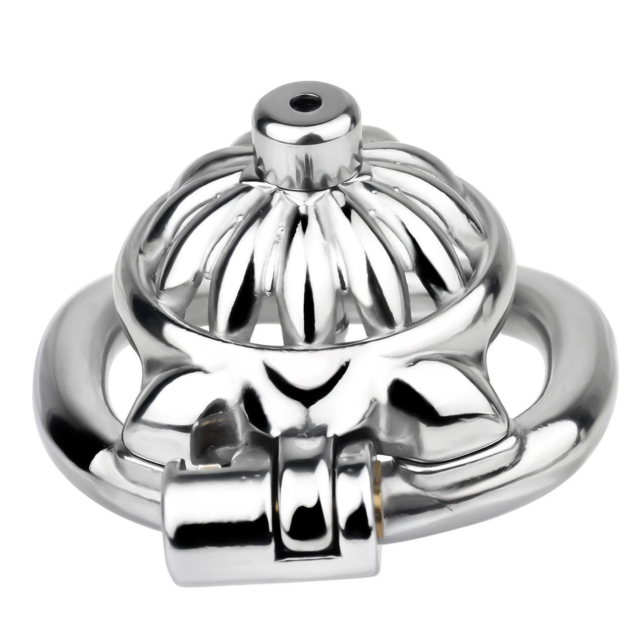 Compact Stainless Steel Male Flat Chastity Cage with Catheter - Secure Locking Cock Cage & Ring - Discreet Men's Intimate Toy & Belt