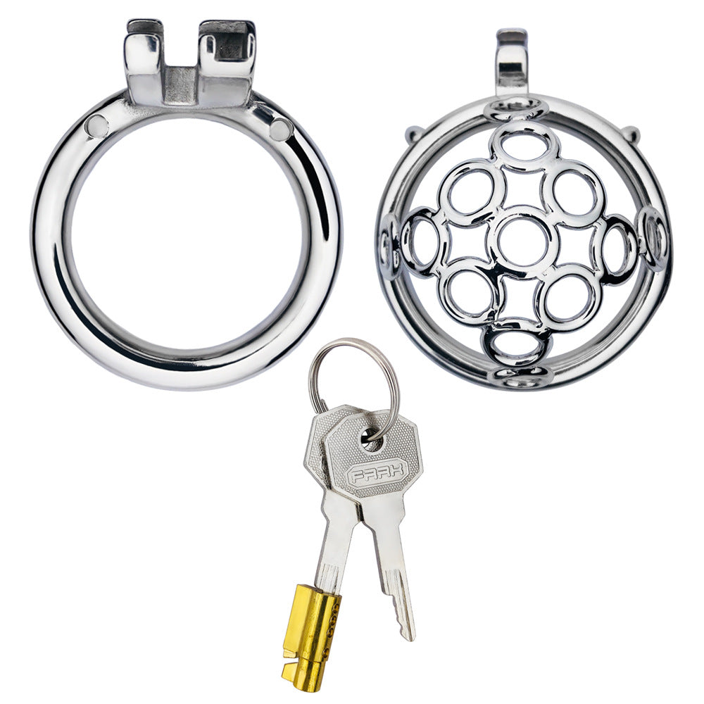 Compact Escape-Proof Stainless Steel Male Chastity Cage - Secure Penis Lock & Cock Ring - Discreet Adult Toy for Men