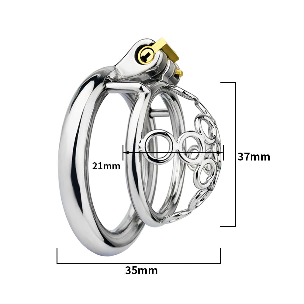 Compact Escape-Proof Stainless Steel Male Chastity Cage - Secure Penis Lock & Cock Ring - Discreet Adult Toy for Men