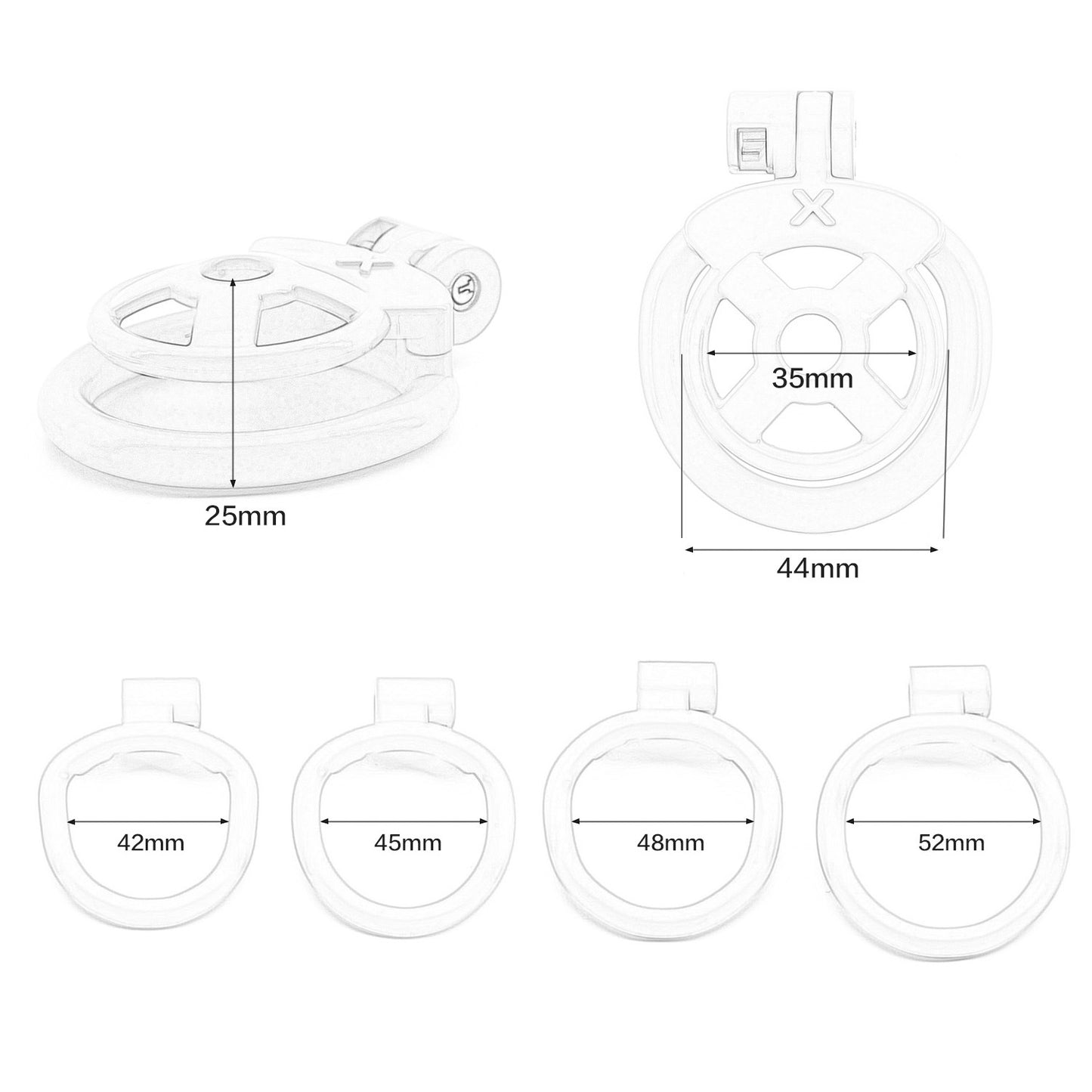 Male Small Penis Chastity Cage Set With 5 Size Padlock Cock Ring