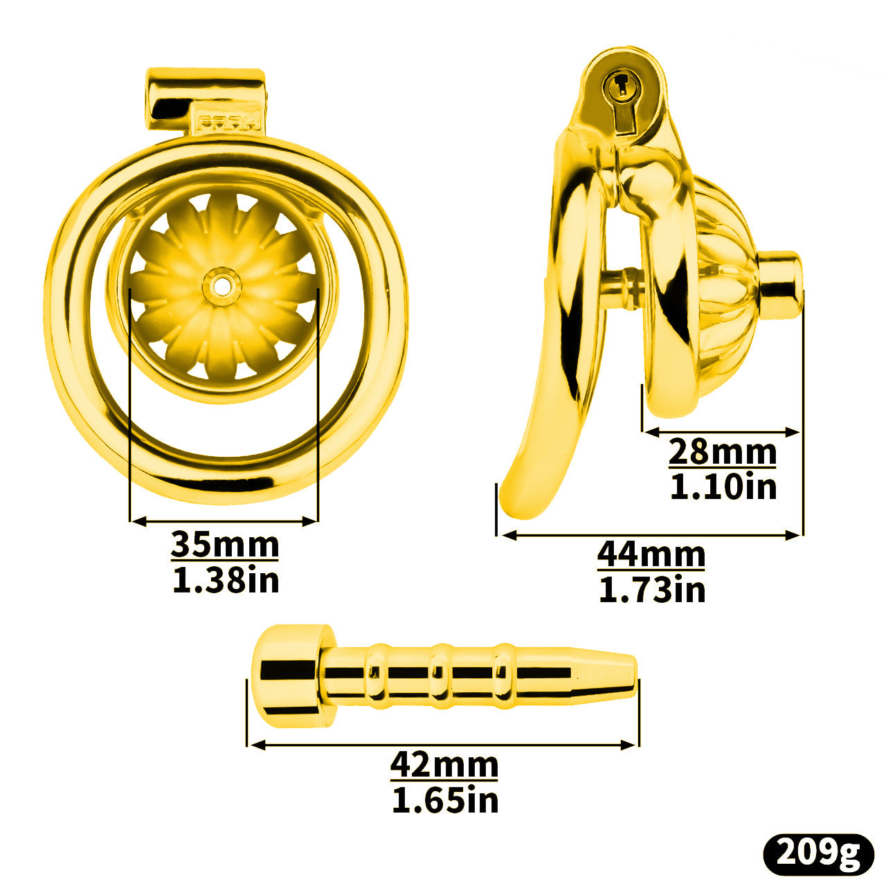 Compact Stainless Steel Male Flat Chastity Cage with Catheter - Secure Locking Cock Cage & Ring - Discreet Men's Intimate Toy & Belt