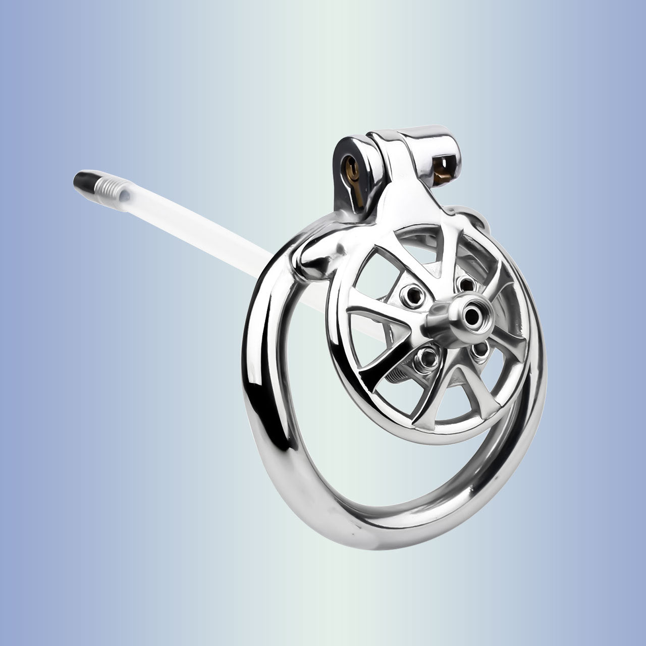 Small Flat Chastity Cage Stainless Steel Male Chastity Device with Detachable Accessories