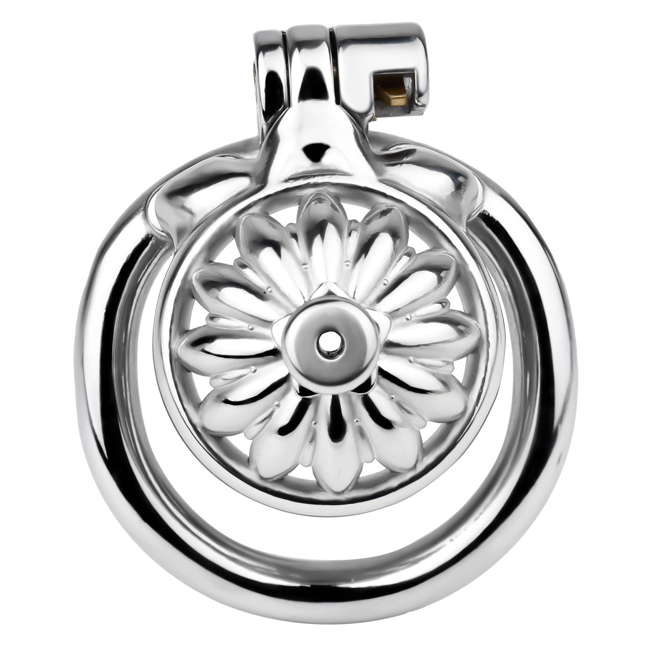 Compact Stainless Steel Male Flat Chastity Cage with Catheter - Secure Locking Cock Cage & Ring - Discreet Men's Intimate Toy & Belt