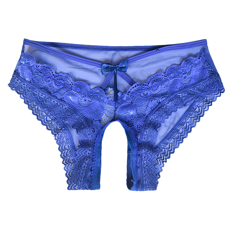 Mens Sissy Ruffled Lace Crotchless and Open Butt Panties