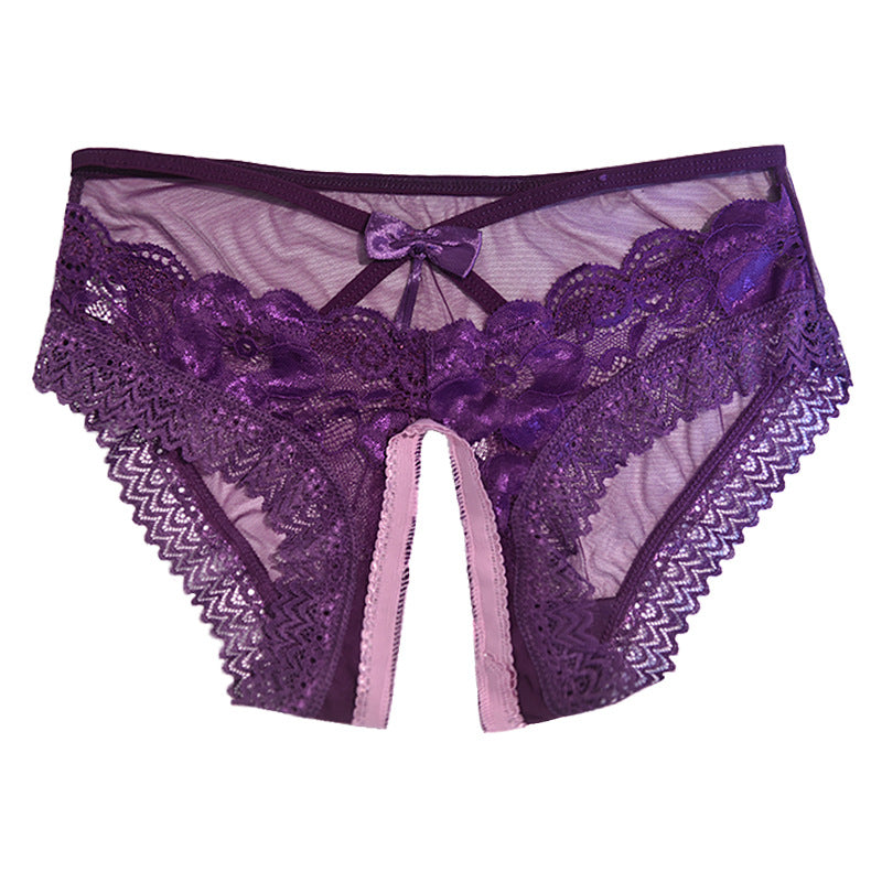 Mens Sissy Ruffled Lace Crotchless and Open Butt Panties