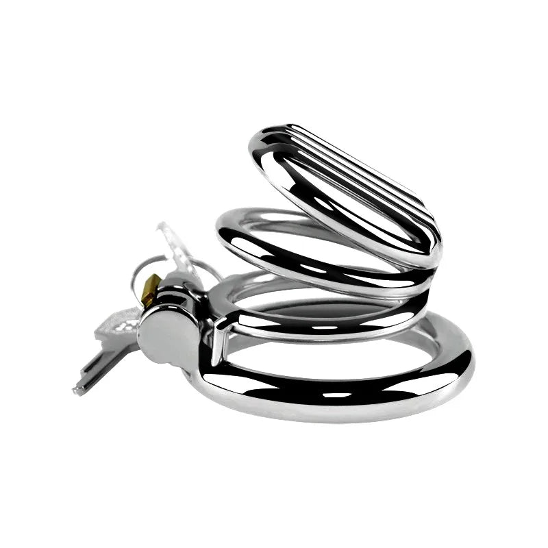 Stainless Steel Flat Chastity Cage Set Small Cock Cage For Men - 3 Sizes