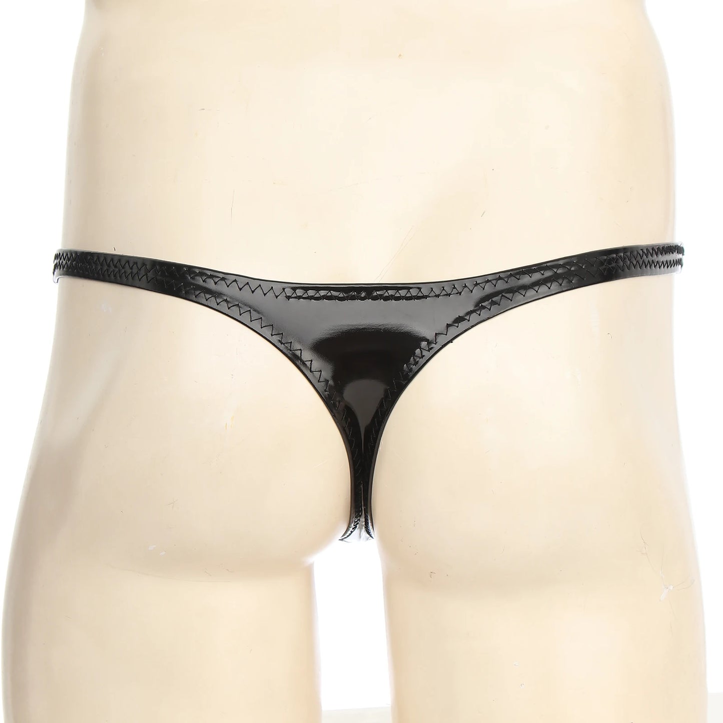 Mens Low Rise G-String Briefs Sexy Thong Underwear Wet Look Patent Leather Panties