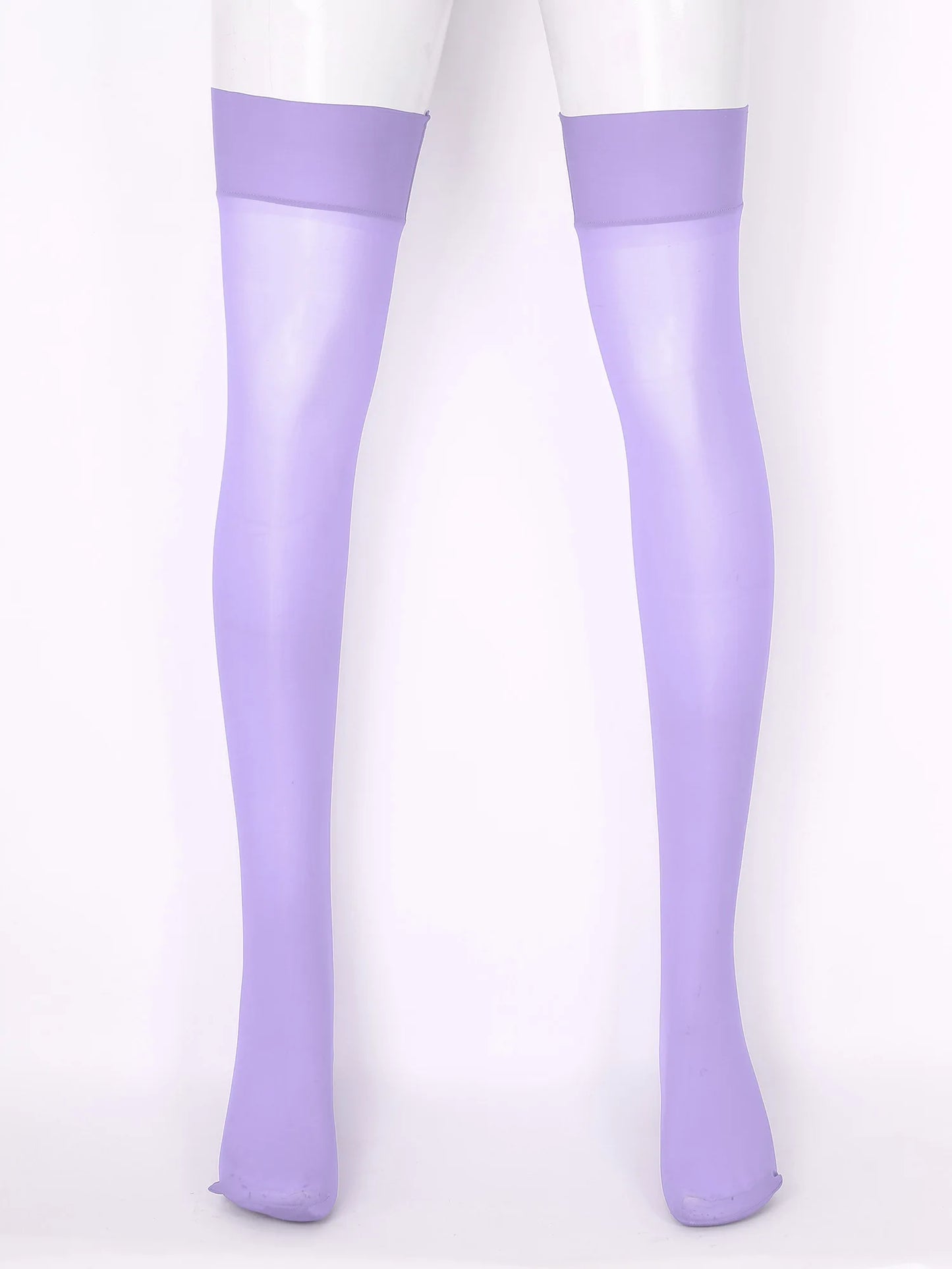 Mens Shiny Transparent Stockings - Purple