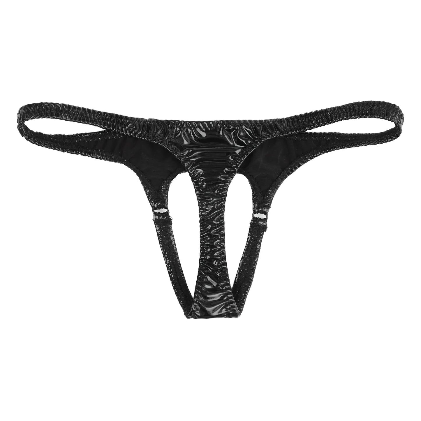 Mens Low Rise G-String Briefs Sexy Thong Underwear Wet Look Patent Leather Panties
