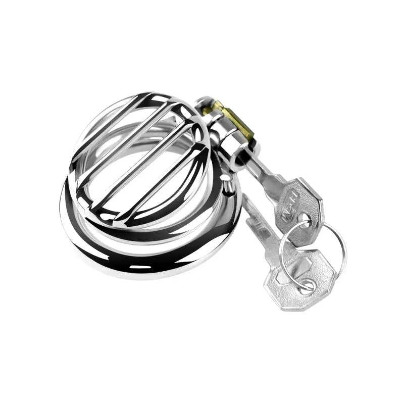 Stainless Steel Flat Chastity Cage Set Small Cock Cage For Men - 3 Sizes