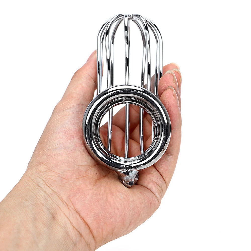 Metal Chastity Cage Breathable Stainless Steel Penis Sleeve with Lock