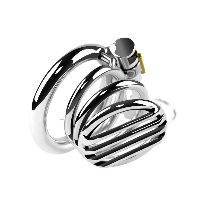 Stainless Steel Flat Chastity Cage Set Small Cock Cage For Men - 3 Sizes