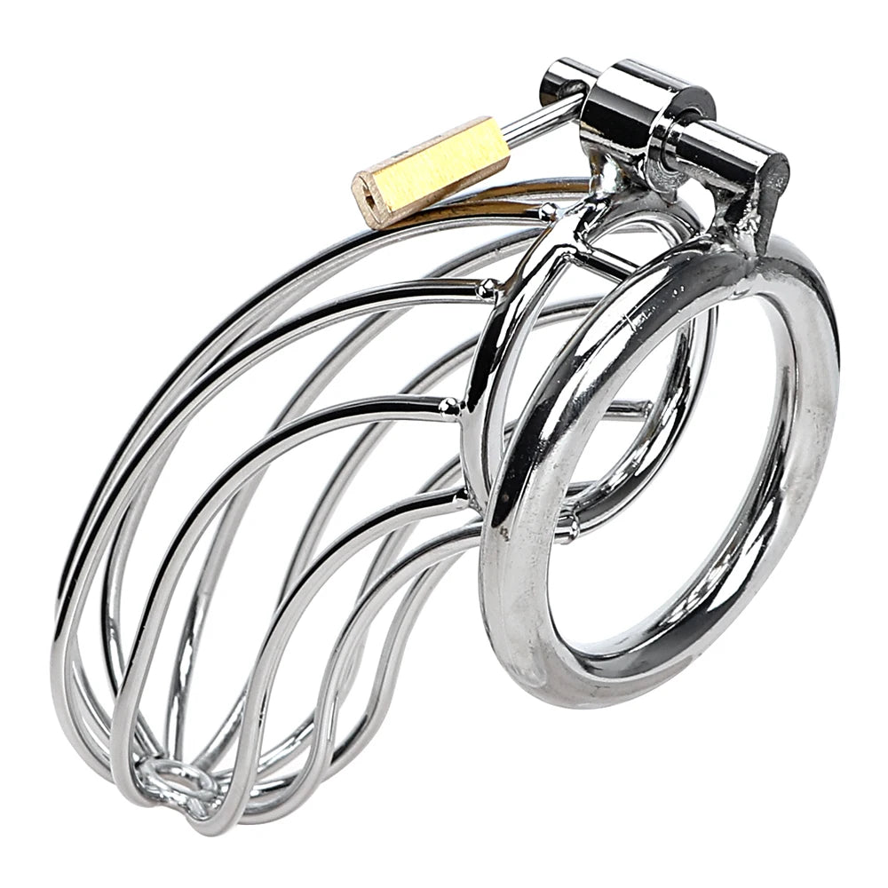 Metal Chastity Cage Breathable Stainless Steel Penis Sleeve with Lock
