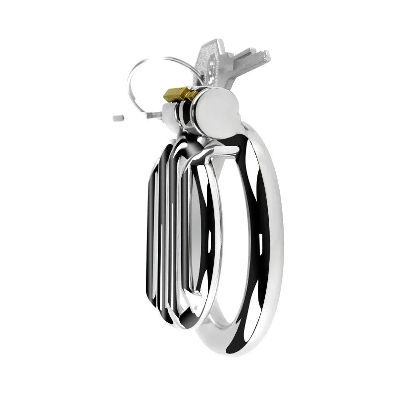 Stainless Steel Flat Chastity Cage Set Small Cock Cage For Men - 3 Sizes
