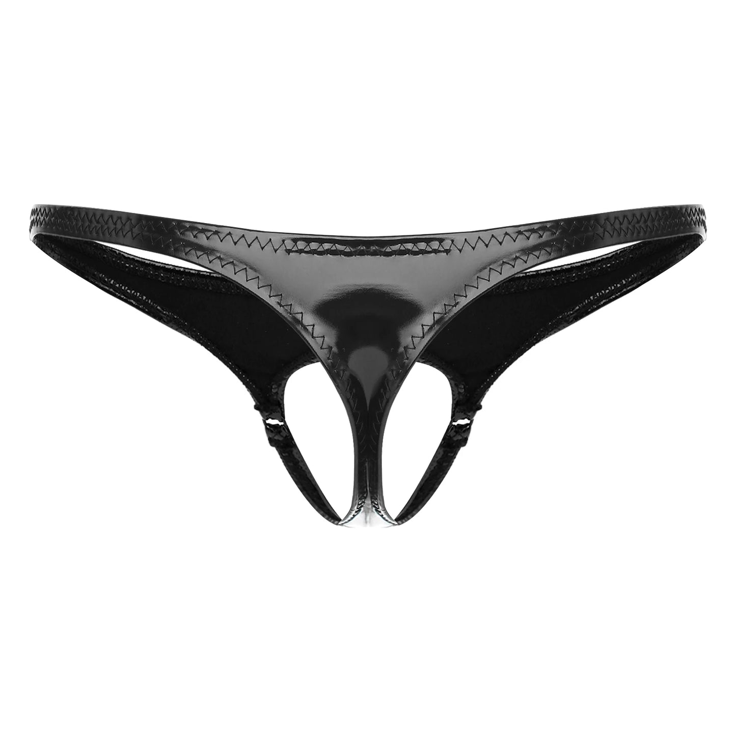 Mens Low Rise G-String Briefs Sexy Thong Underwear Wet Look Patent Leather Panties