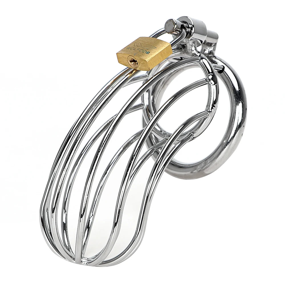 Metal Chastity Cage Breathable Stainless Steel Penis Sleeve with Lock