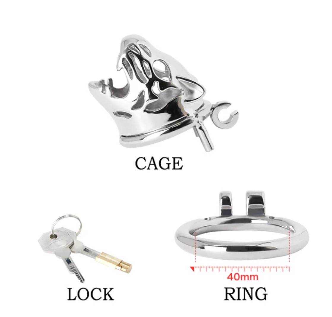 Leopard Metal Chastity Cage For Men Hand Polished 316 Stainless Steel Cock Cage