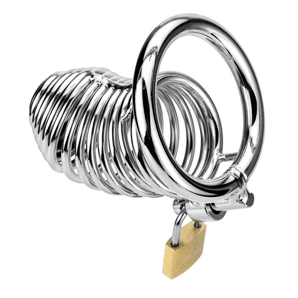 Men's Metal Spiral Chastity Cage - Lock Stainless Steel - Metal Chastity Cage