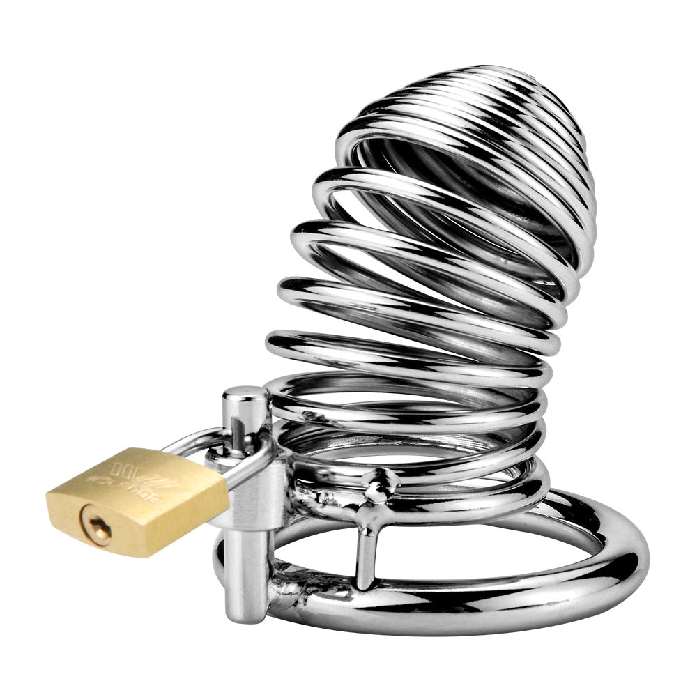 Men's Metal Spiral Chastity Cage - Lock Stainless Steel - Metal Chastity Cage